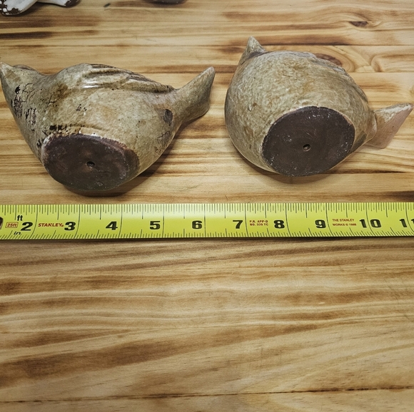 Pair Of (2) Vintage Ceramic Bird Figurines In Faux Stone Design - Picture 5 of 5